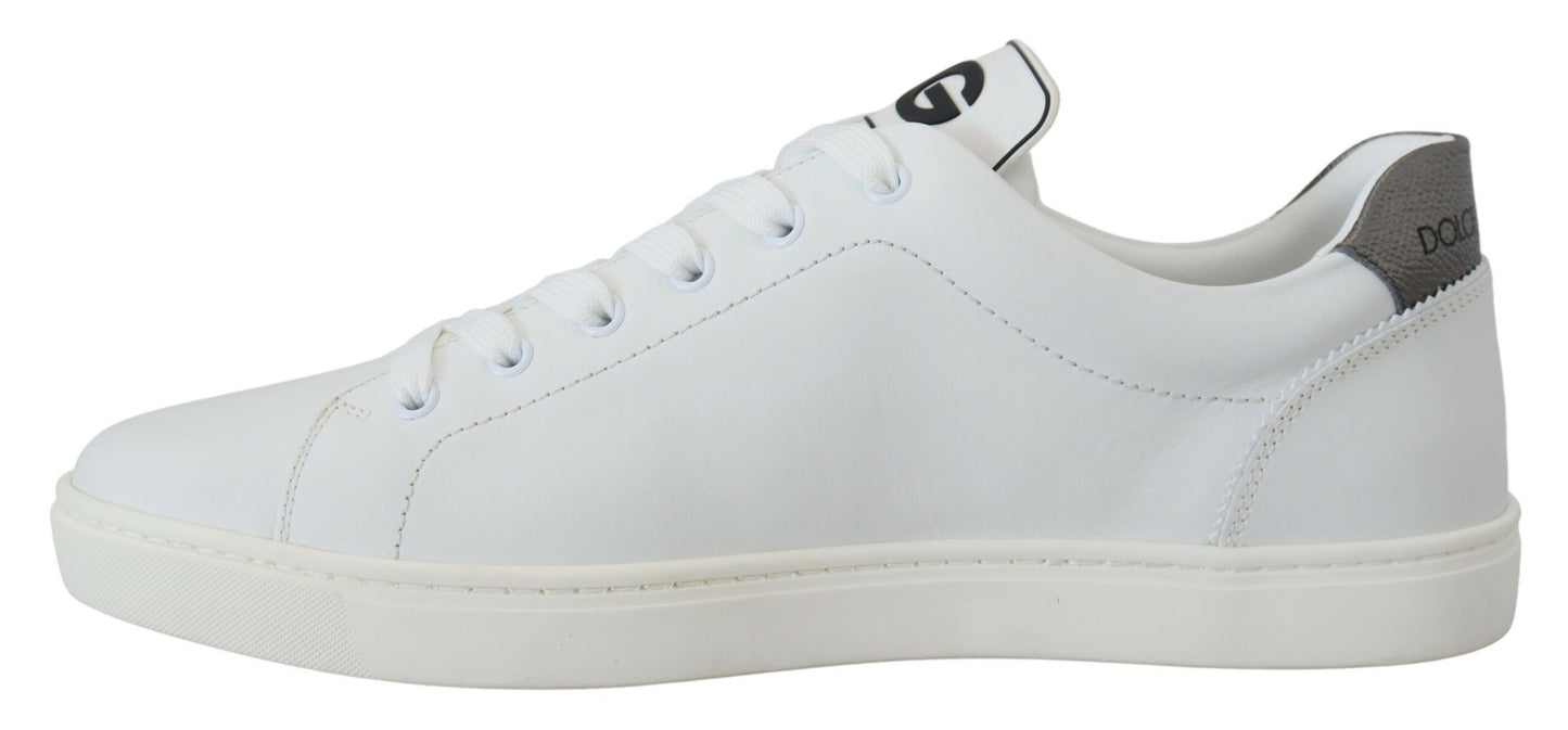 Elegant Low-Top Leather Sneakers with Silver Accents