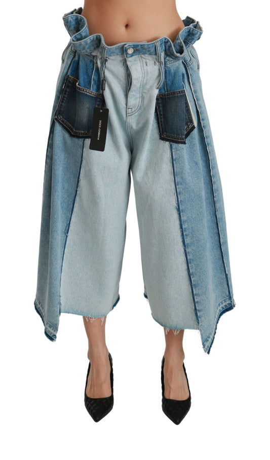 Elegant Mid Waist Wide Leg Denim