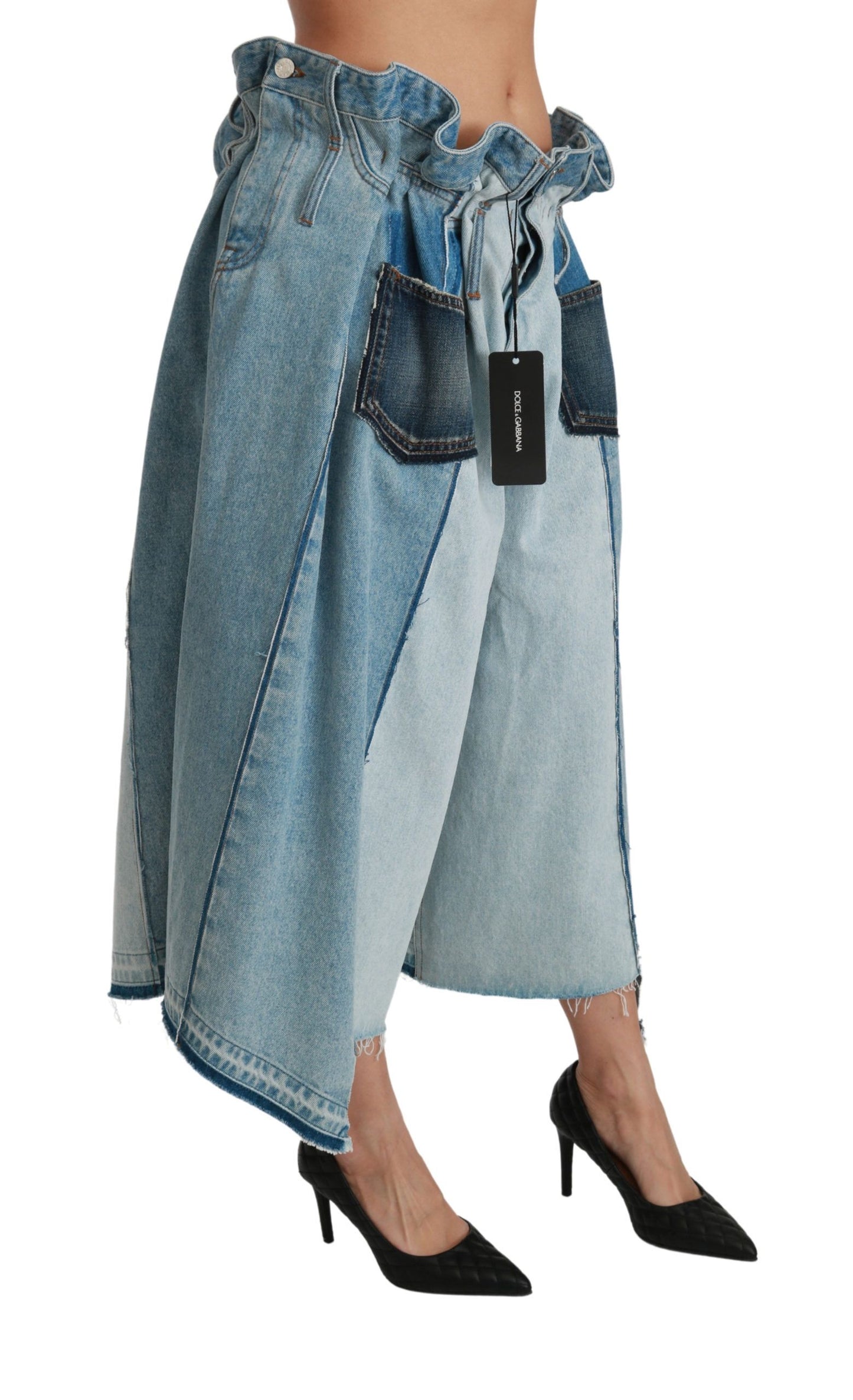 Elegant Mid Waist Wide Leg Denim