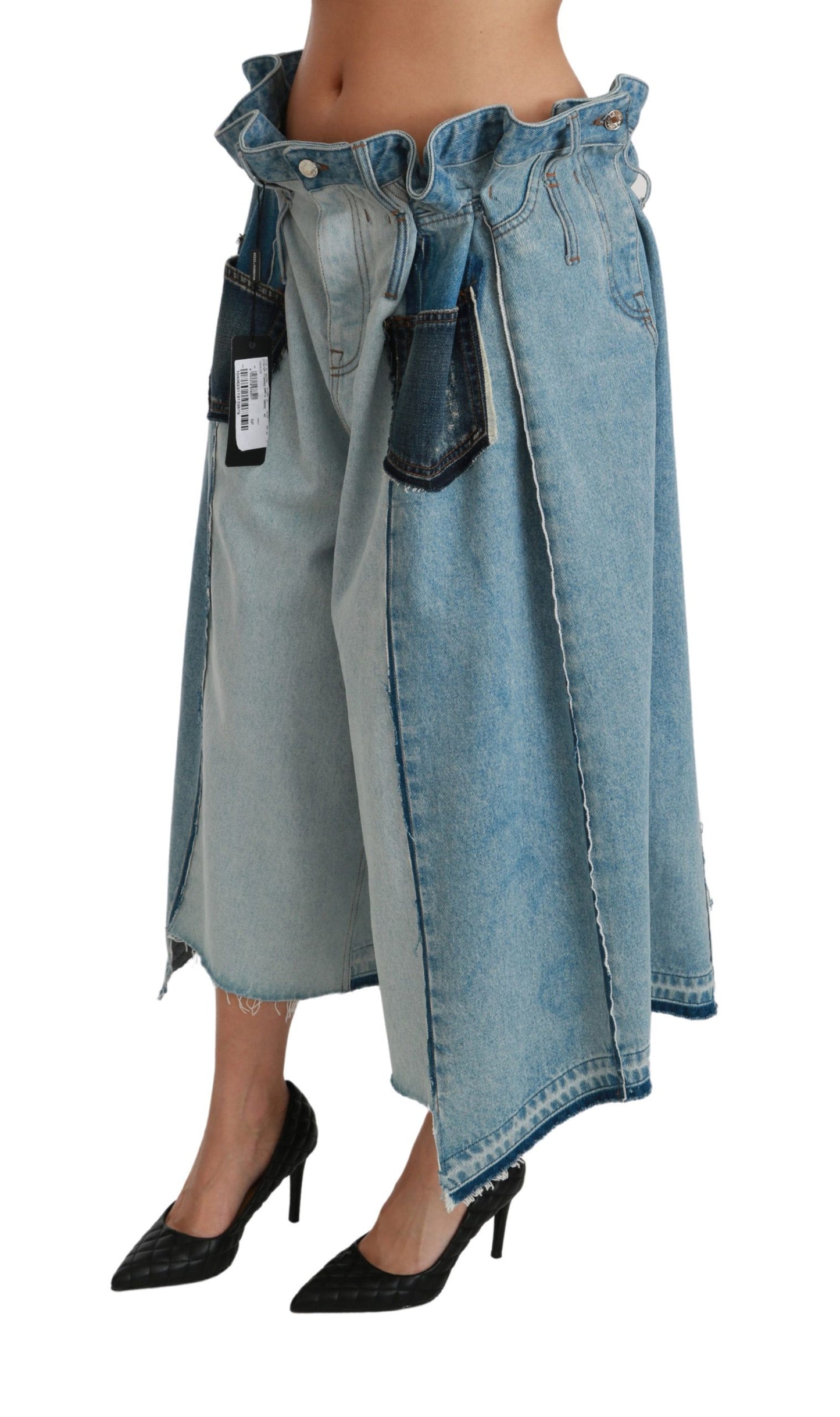 Elegant Mid Waist Wide Leg Denim