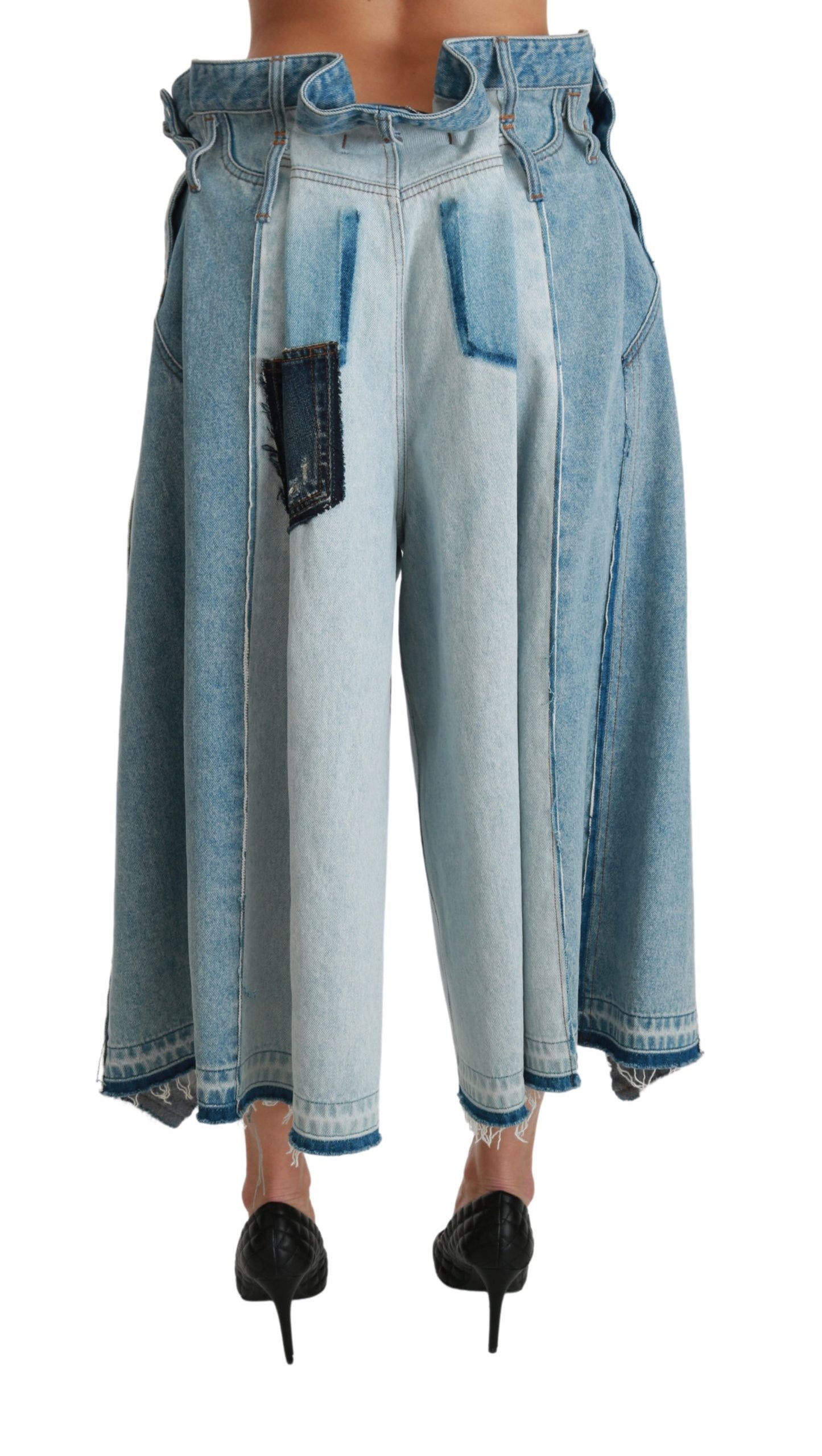 Elegant Mid Waist Wide Leg Denim