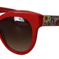 Elegant Red Mosaico Cat-Eye Sunglasses