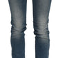 Chic Blue Washed Slim Fit Denim Trousers