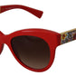 Elegant Red Mosaico Cat-Eye Sunglasses