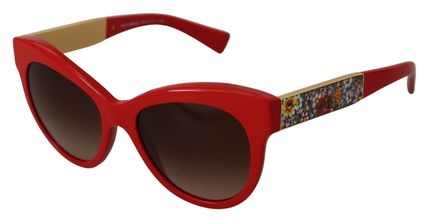 Elegant Red Mosaico Cat-Eye Sunglasses