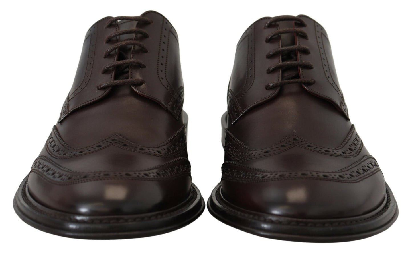 Elegant Brown Lace-Up Wingtip Leather Shoes