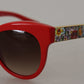 Elegant Red Mosaico Cat-Eye Sunglasses