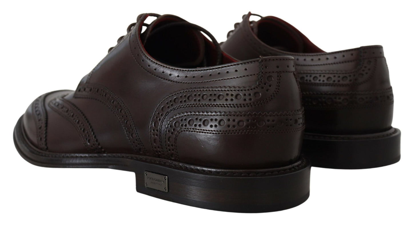 Elegant Brown Lace-Up Wingtip Leather Shoes