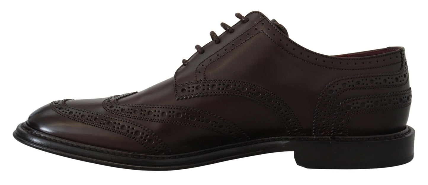 Elegant Brown Lace-Up Wingtip Leather Shoes