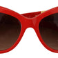 Elegant Red Mosaico Cat-Eye Sunglasses
