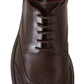 Elegant Brown Lace-Up Wingtip Leather Shoes