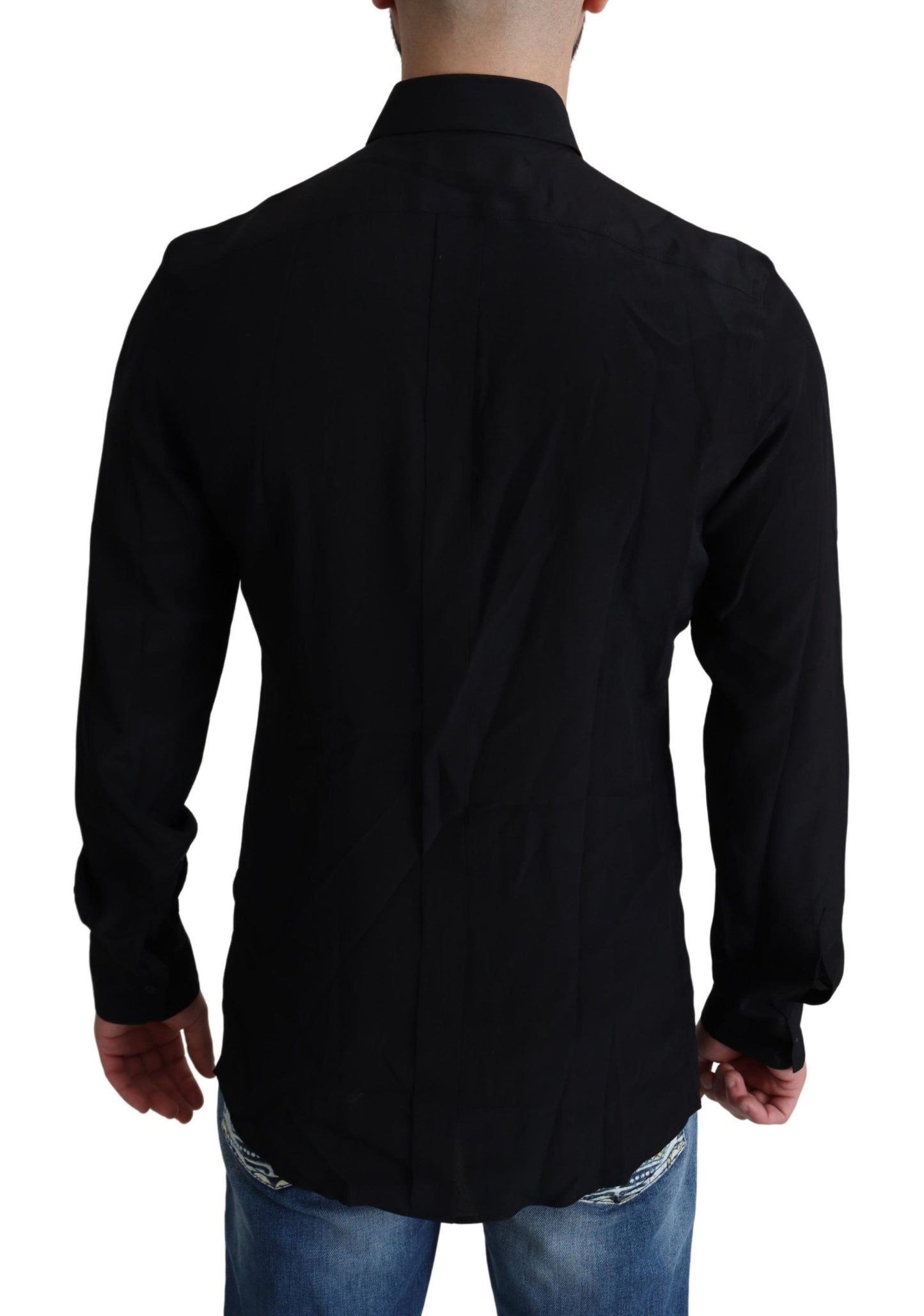 Elegant Black Silk Dress Shirt