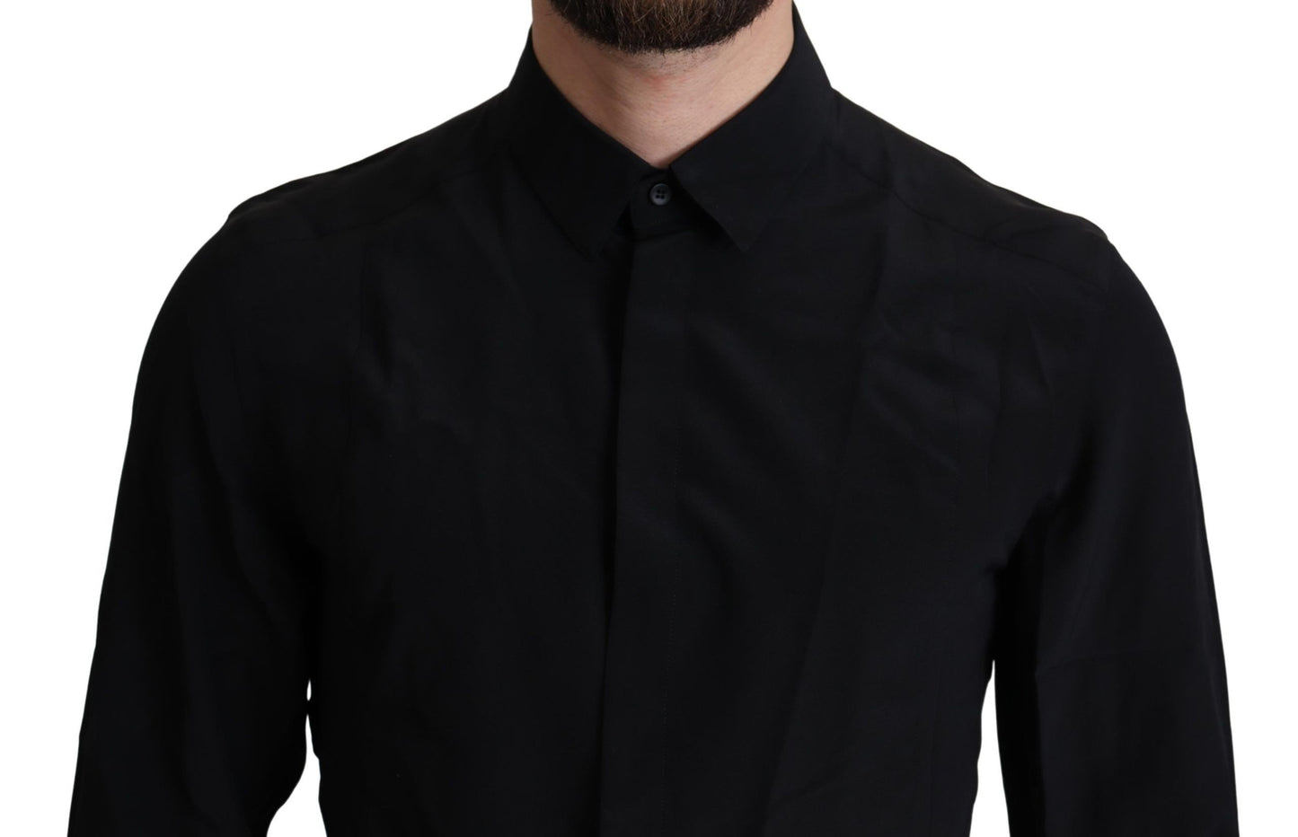 Elegant Black Silk Dress Shirt