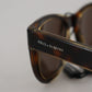 Chic Unisex Brown Acetate Sunglasses