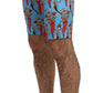 Chic Blue Chili Print Casual Shorts