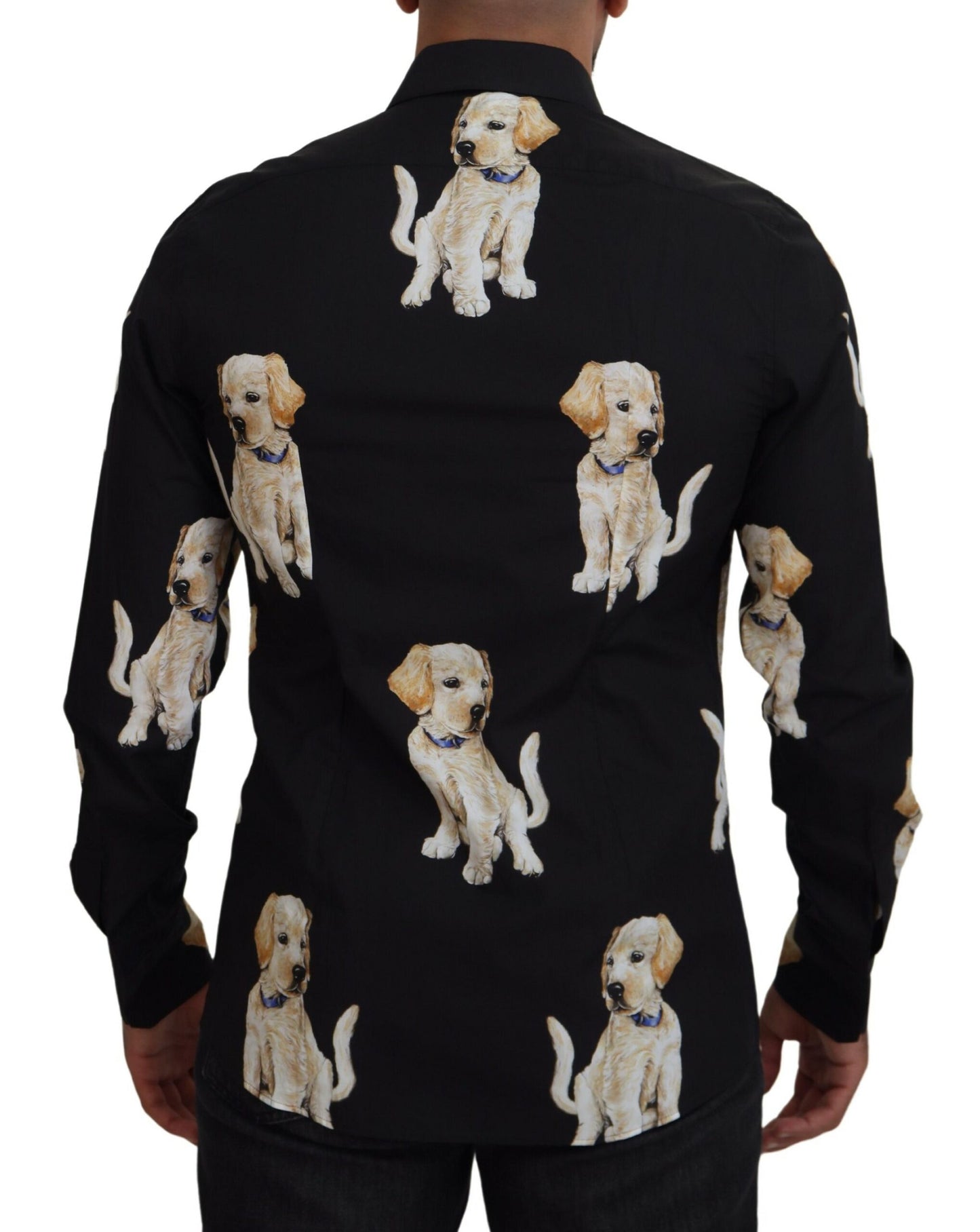 Elegant Black Dog Print Casual Shirt