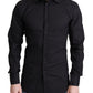 Black Cotton Blend Formal Dress Shirt
