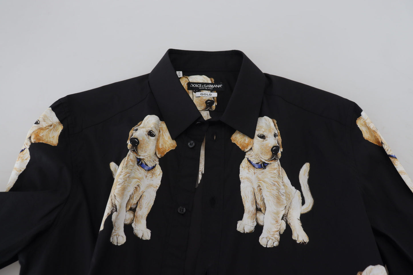 Elegant Black Dog Print Casual Shirt