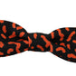 Elegant Silk Tied Bow Tie in Orange Black