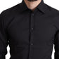 Black Cotton Blend Formal Dress Shirt