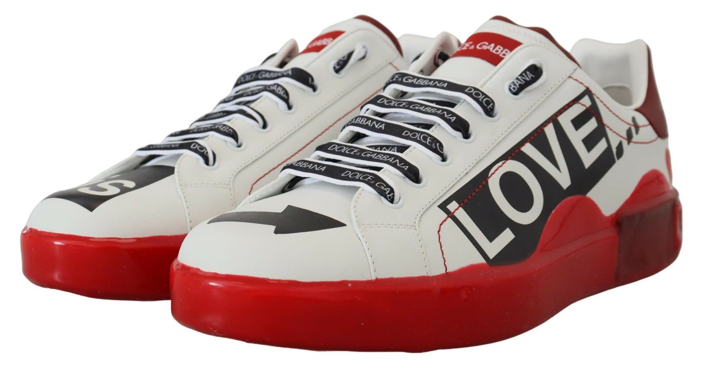 Exclusive Red & White Love Motif Sneakers