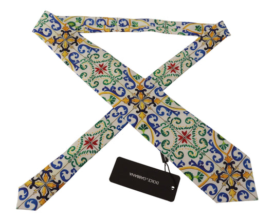 Elegant Multicolor Majolica Silk Tie