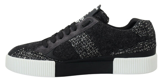 Chic Black Textured Low Top Sneakers