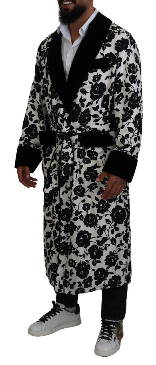 Elegant Floral Silk Blend Robe