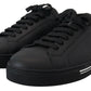 Sleek Black Low Top Leather Sneakers