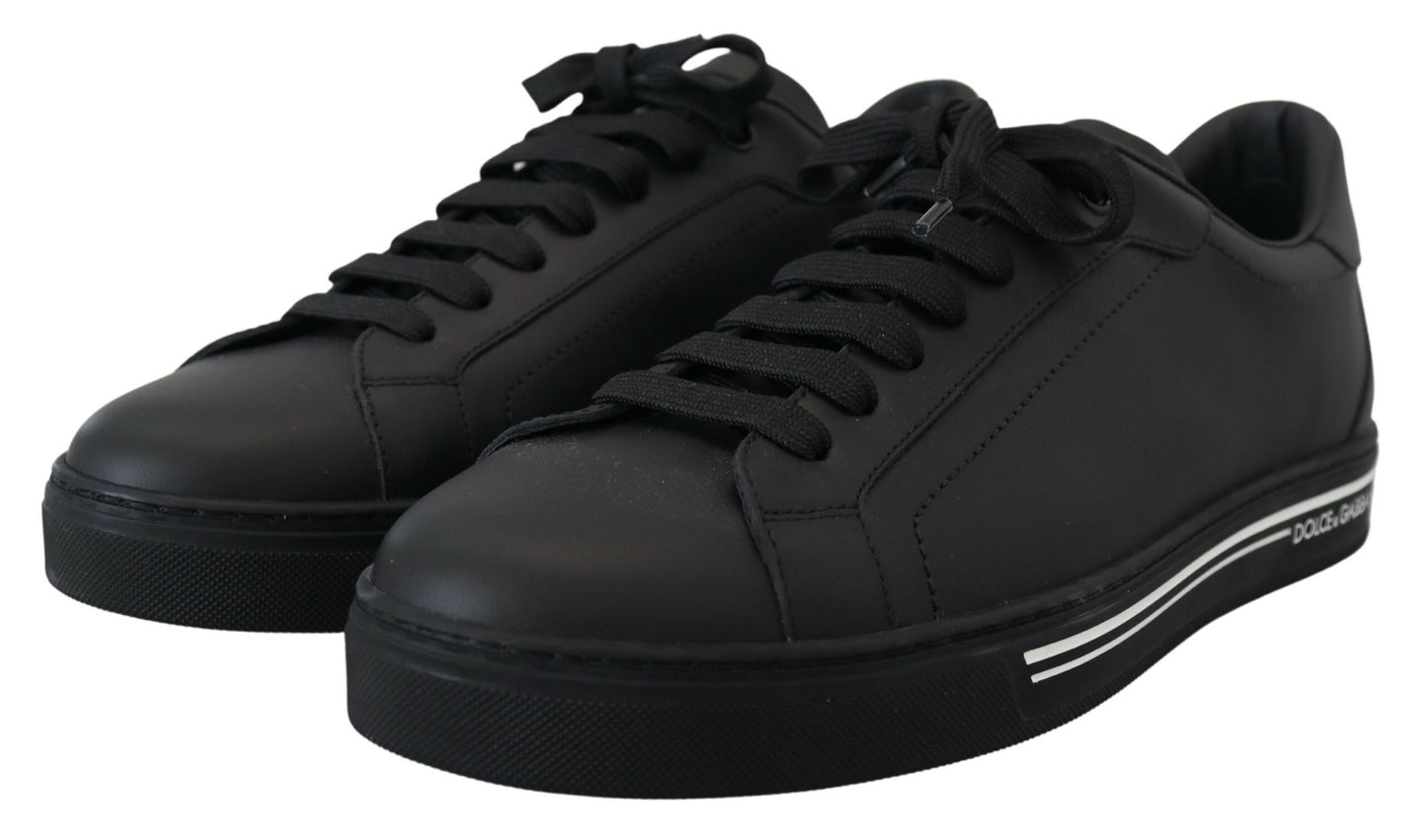 Sleek Black Low Top Leather Sneakers