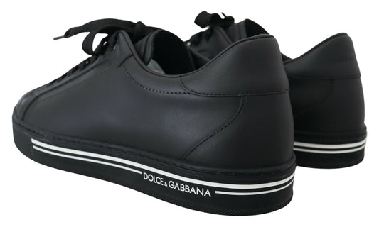 Sleek Black Low Top Leather Sneakers