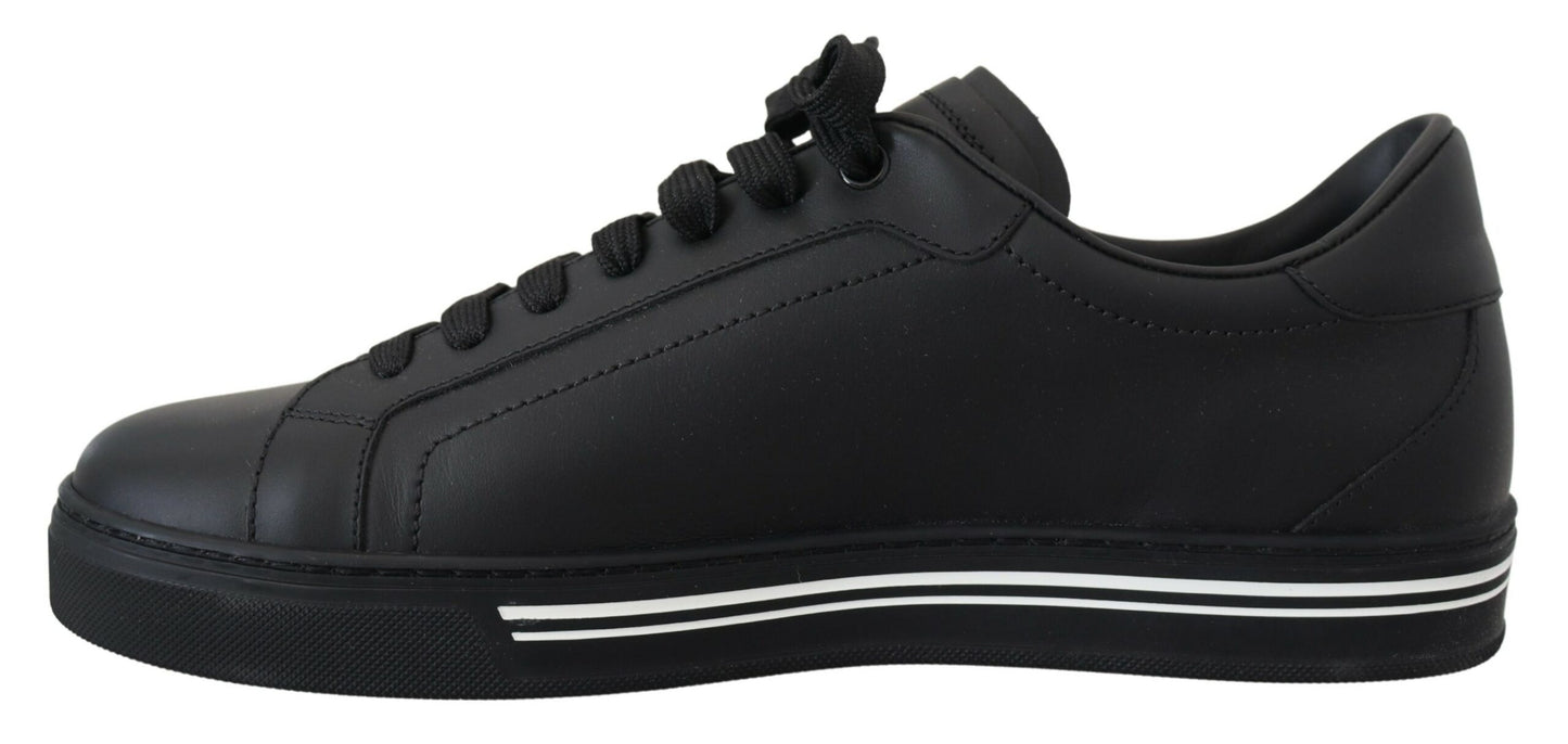 Sleek Black Low Top Leather Sneakers