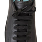 Sleek Black Low Top Leather Sneakers
