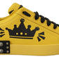 Exquisite Yellow Leather Casual Sneakers