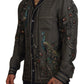 Multicolor Ostrich Silk Satin Casual Shirt