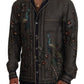 Multicolor Ostrich Silk Satin Casual Shirt
