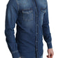 Blue Cotton Stretch Long Sleeves Denim Shirt