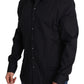 Elegant Slim Fit Black Dress Shirt
