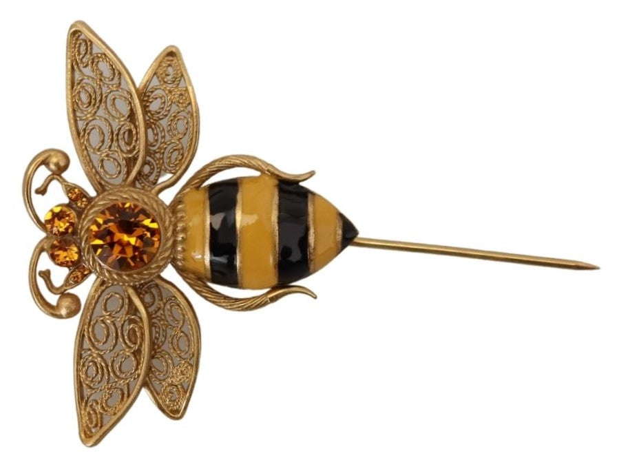 Gold Plated Crystal Bee Brooch