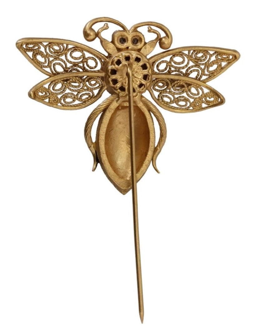 Gold Plated Crystal Bee Brooch