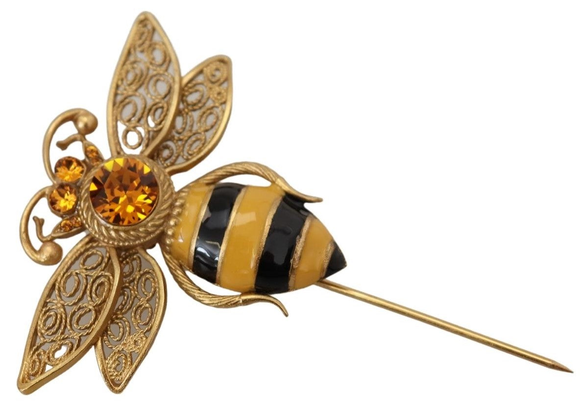 Gold Plated Crystal Bee Brooch