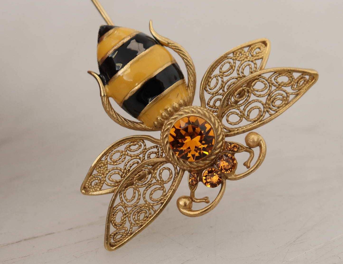 Gold Plated Crystal Bee Brooch