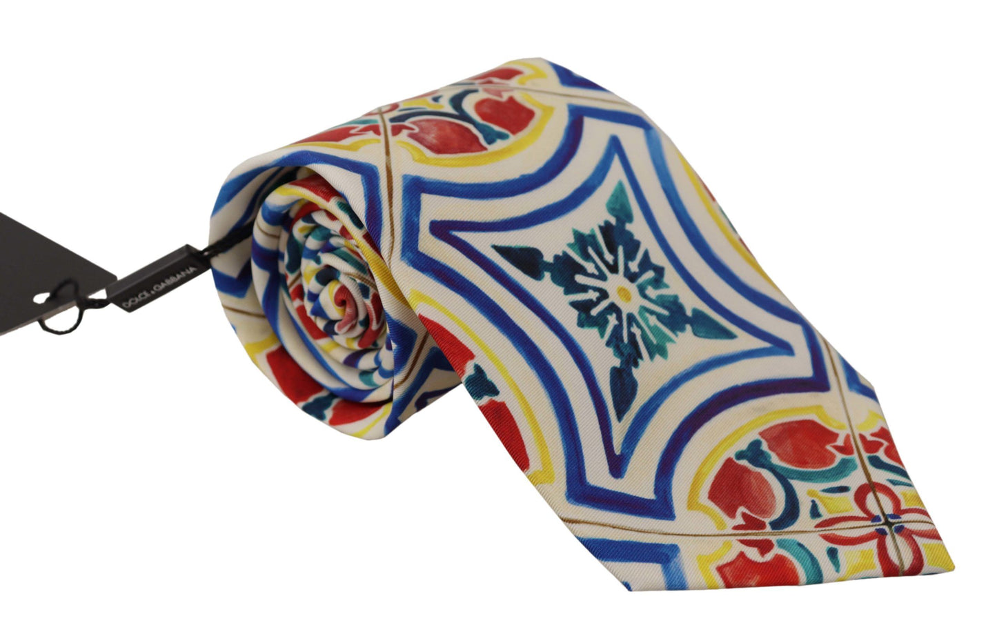 Elegant Silk Majolica Print Tie