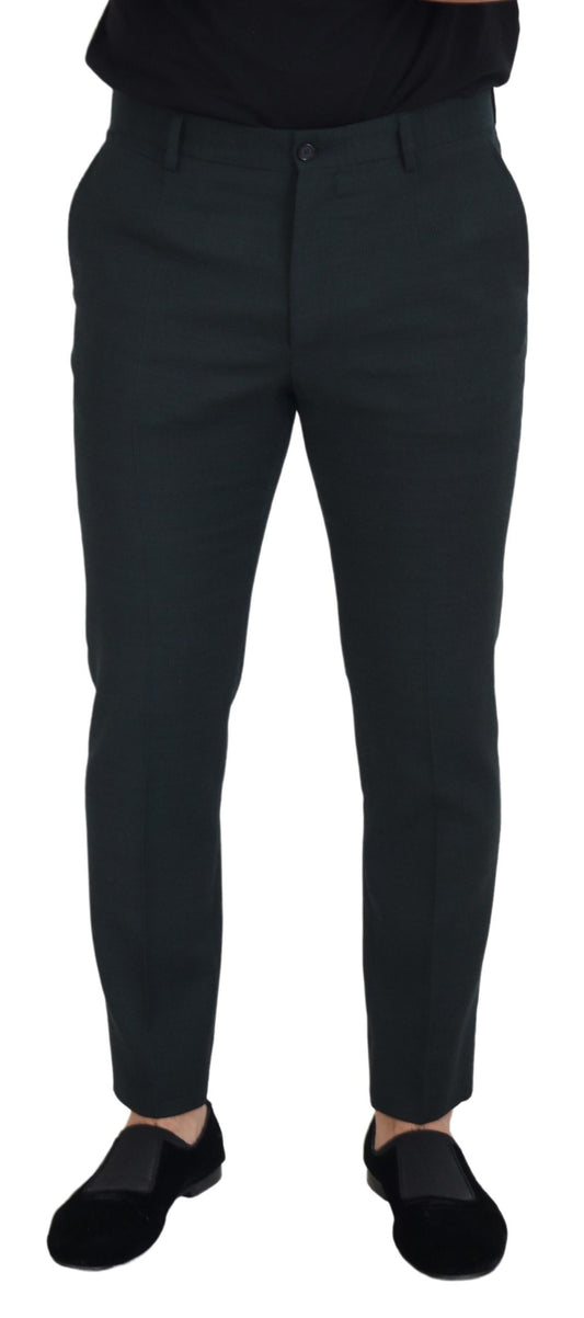 Blue Wool Slim Fit Formal Pants