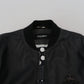 Elegant Black Leather Bomber Jacket