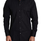 Elegant Black Cotton Stretch Dress Shirt