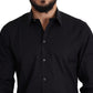 Elegant Black Cotton Stretch Dress Shirt