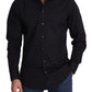 Elegant Black Cotton Stretch Dress Shirt