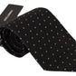 Elegant Black and White Polka Dot Silk Tie