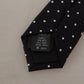 Elegant Black and White Polka Dot Silk Tie